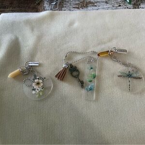 Set of 3 handmade rearview mirror hangars.  Chain is 10”